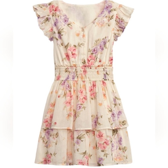 Gap × LoveShackFancy Kids Floral Flutter Sleeve Mini Dress size Small - Picture 1 of 12